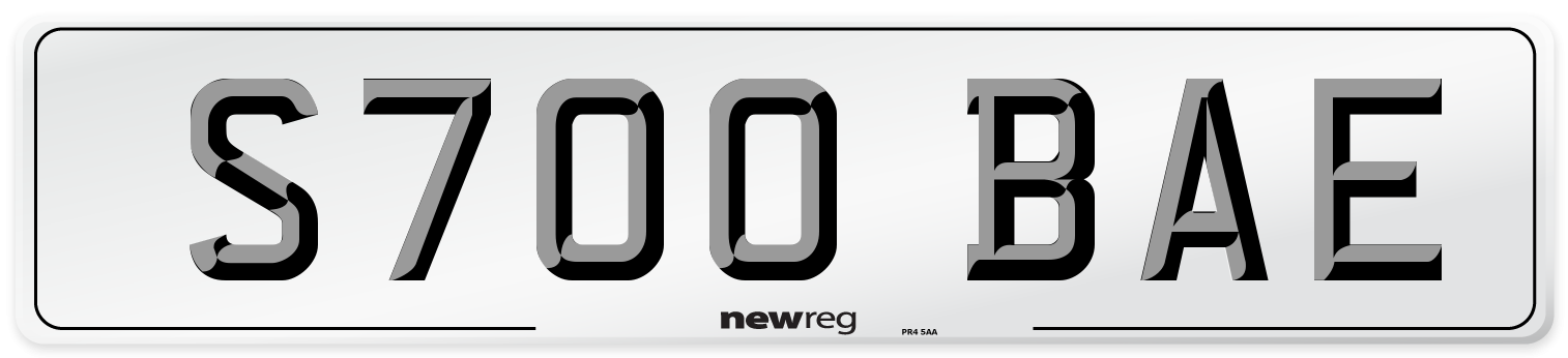 S700 BAE Number Plate from New Reg